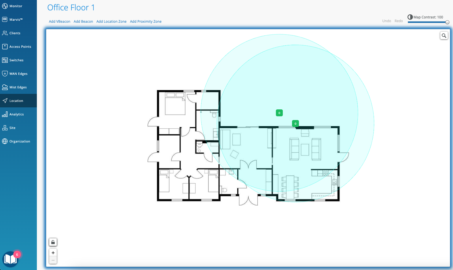 Example: Proximity zones on a floorplan