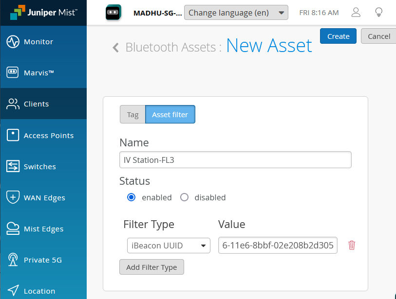Adding an Asset Filter
