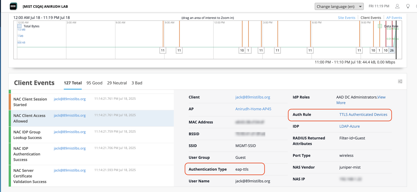 NAC Client Authentication Events