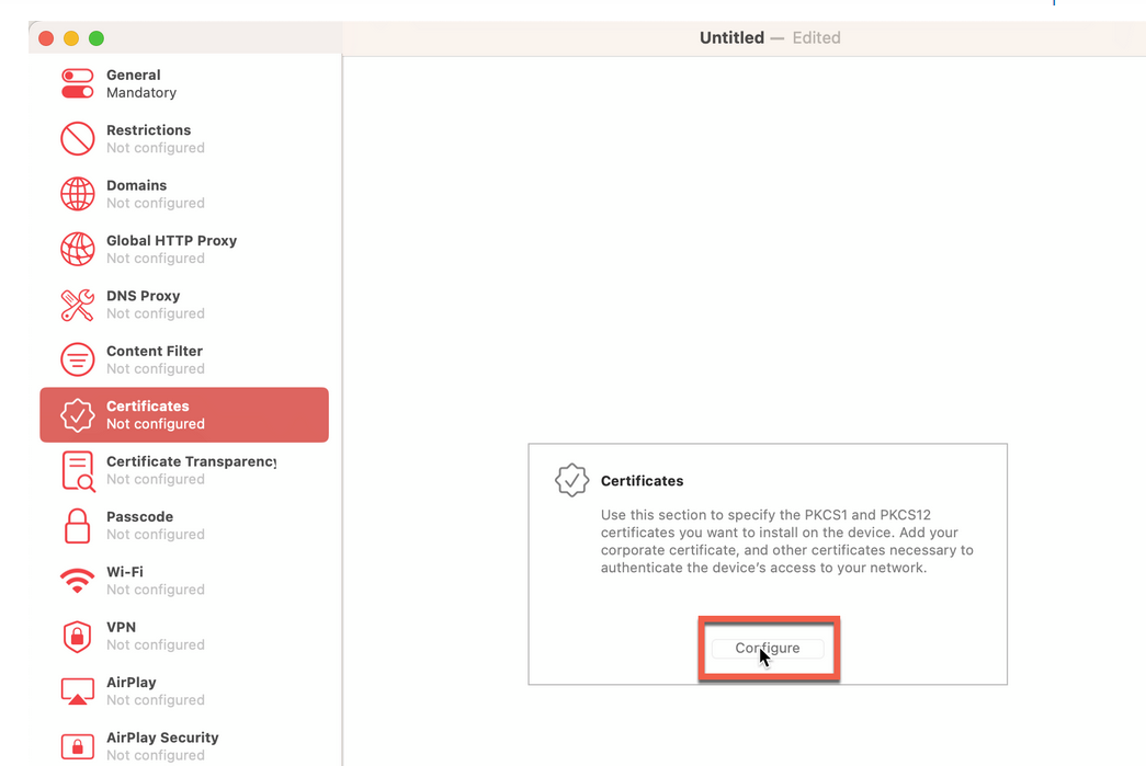 Upload Juniper Mist CA Certificate in Wi-Fi Profile Configuration