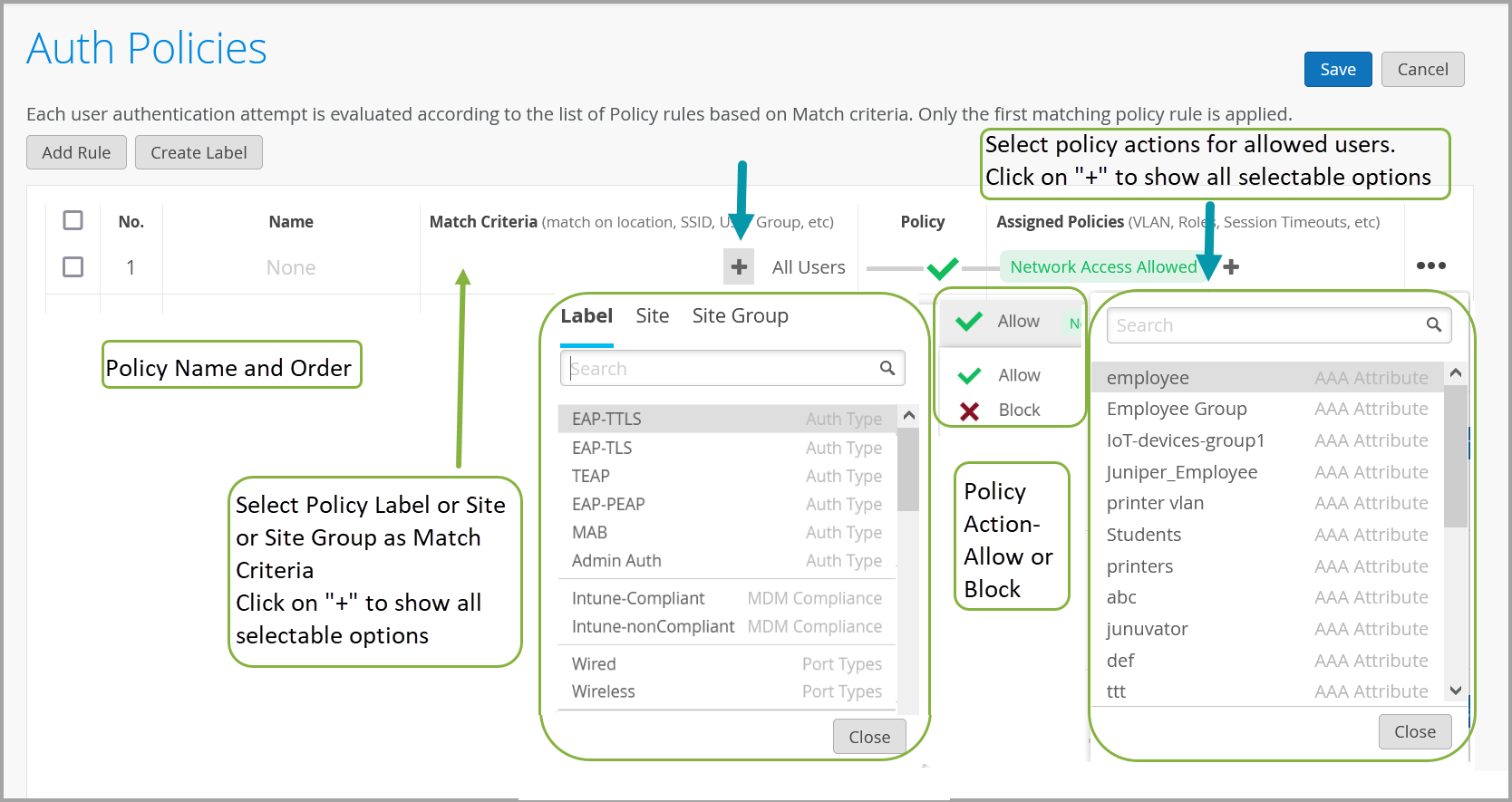 Authentication Policy Configuration Options