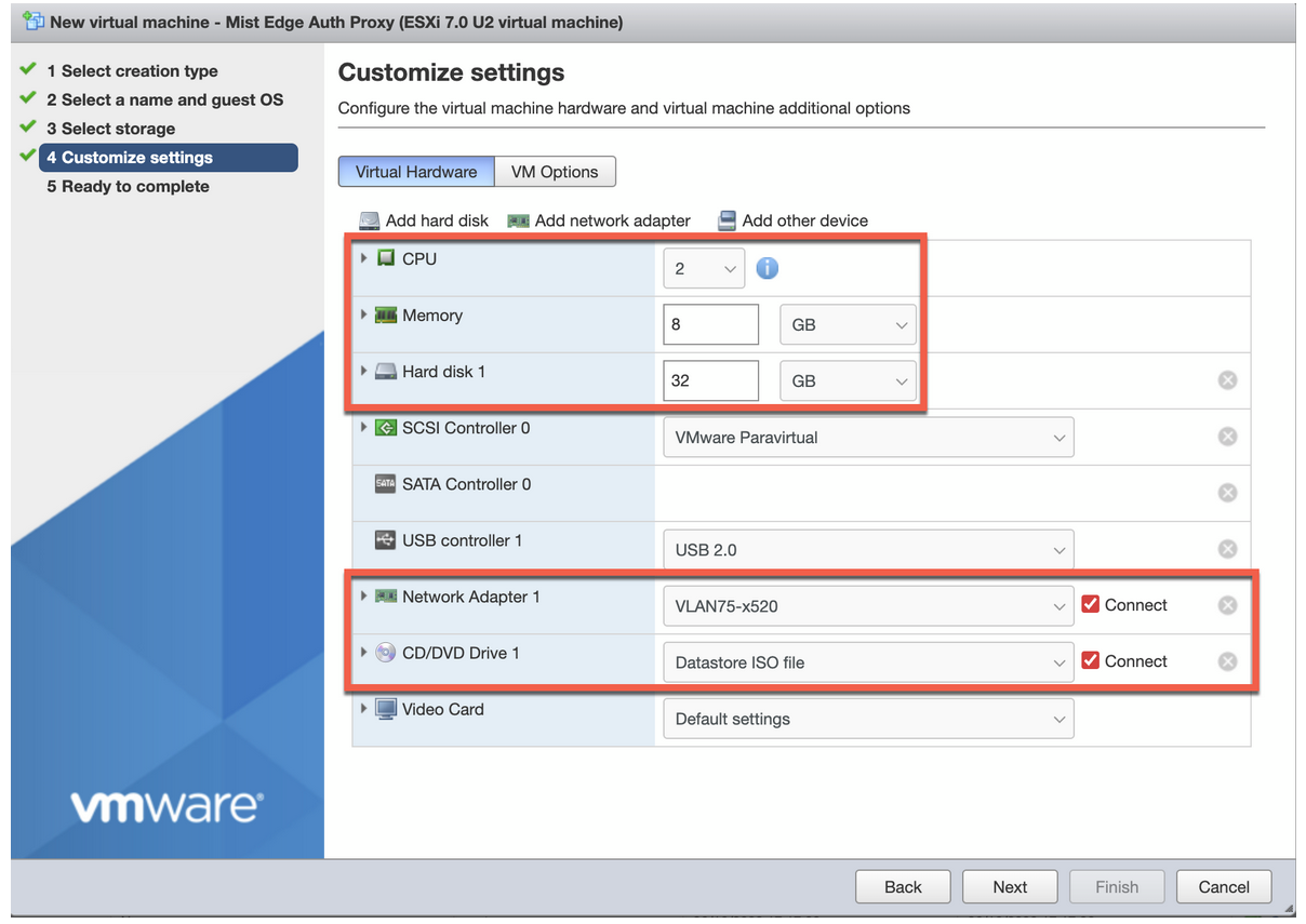Customize Settings for VM