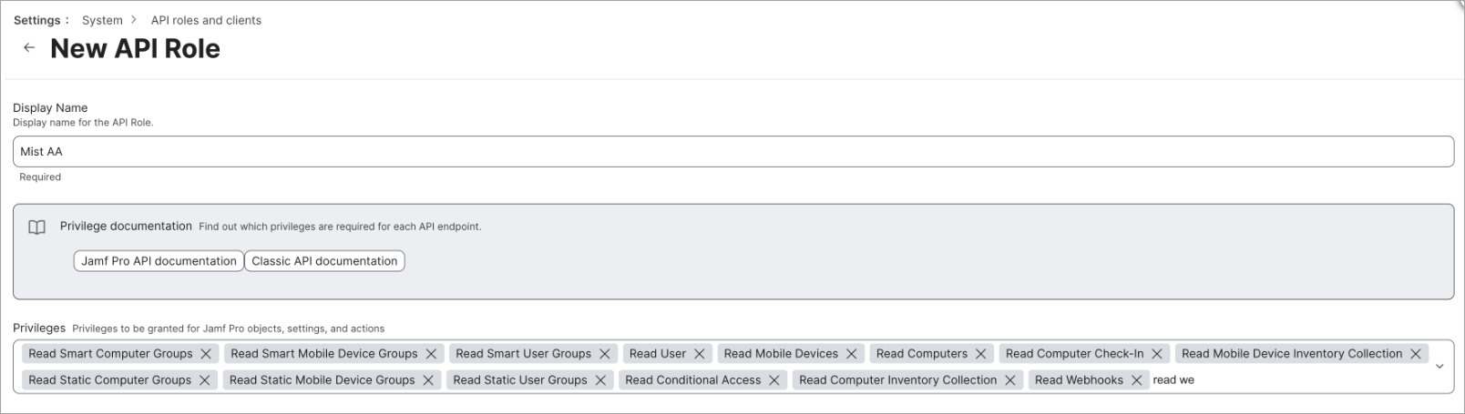 Configuring API Roles and Clients