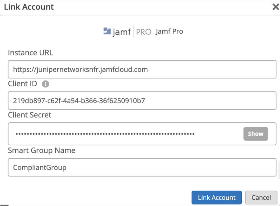 Details for Linking JAMF Pro