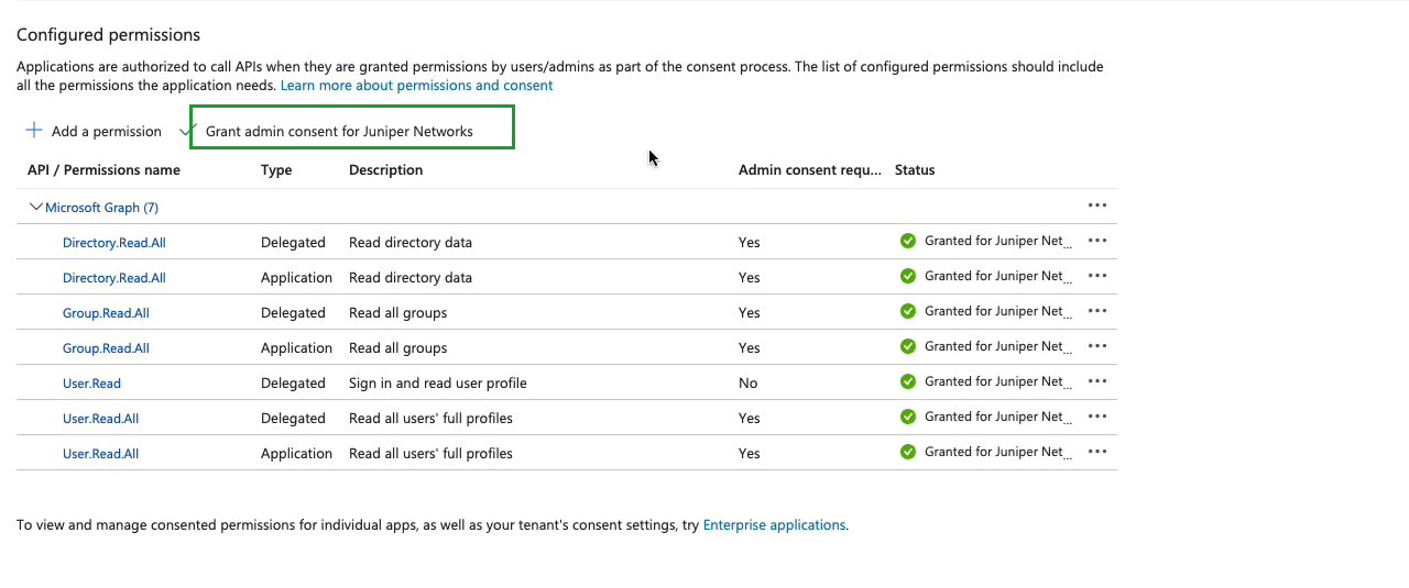 API Permissions for Application