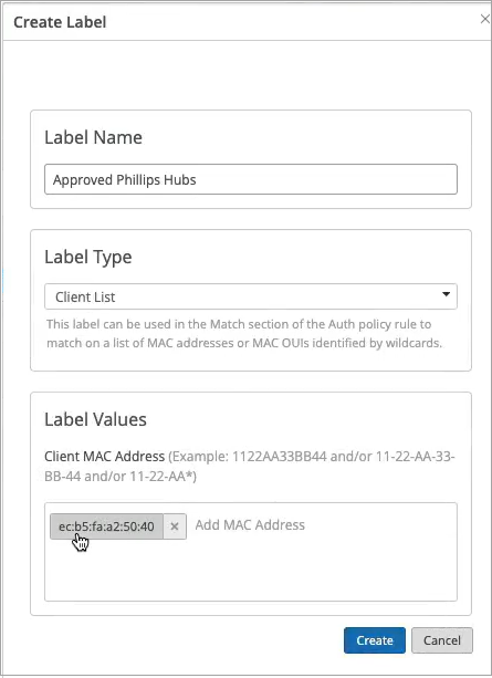 Label for Non-Dot1x device