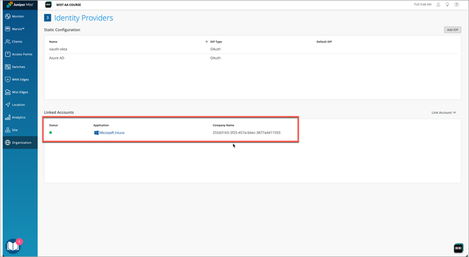 Linked Intune Account Status