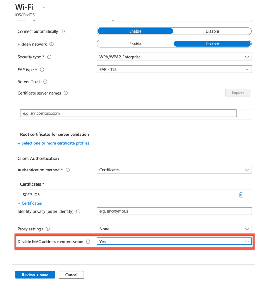 Disable MAC Address Randomization