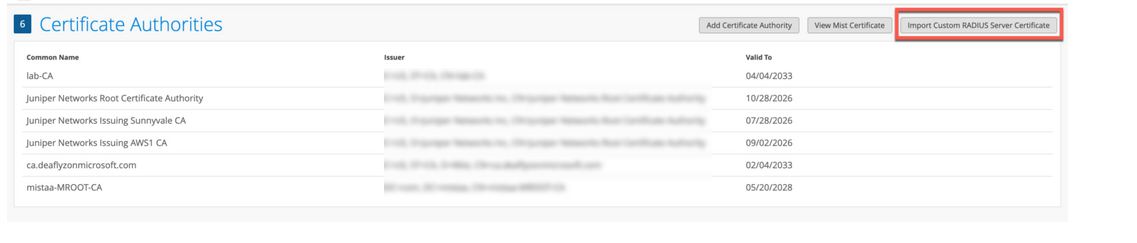 Import Custom RADIUS Server Certificate