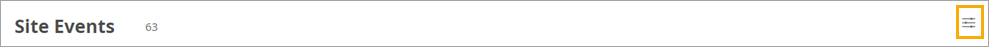 Site Events section with 63 events and a yellow-bordered options icon on the right