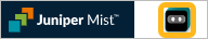 Juniper Mist logo with dark blue background, colorful geometric shapes, and yellow-bordered square featuring a robot-like icon representing an AI assistant.