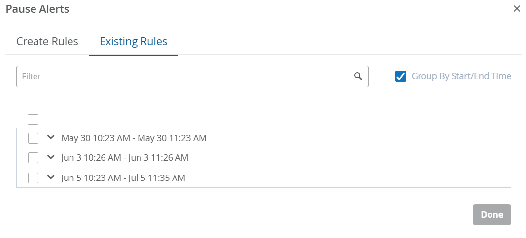 Grouped Rules on the Existing Rules Tab