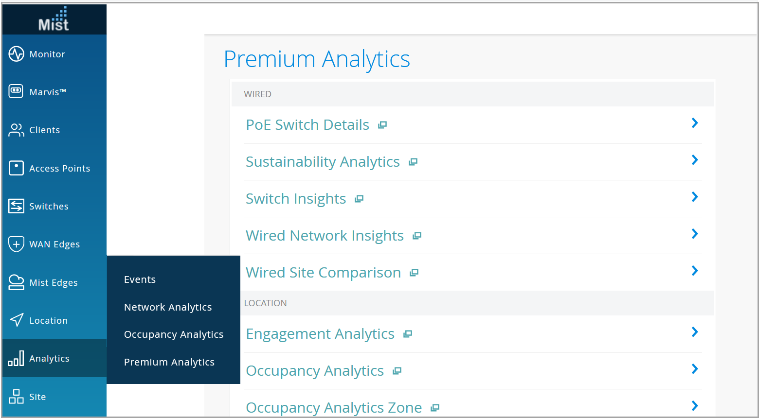 Access Wired Site Comparison Analytics