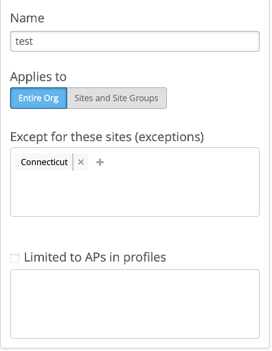 WLAN Template Assigned to Entire Organization with Some Exceptions
