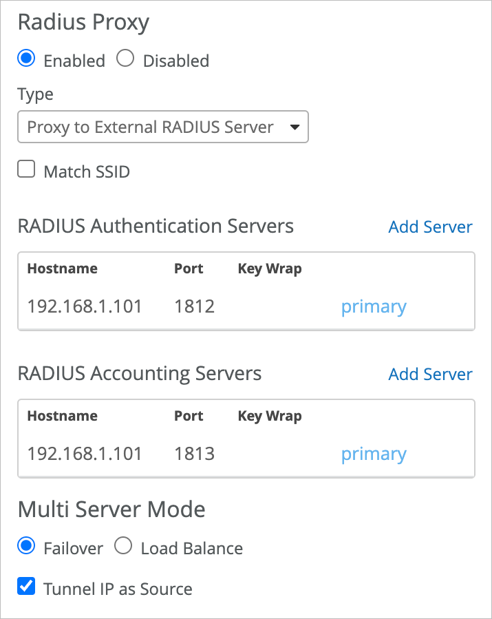 RADIUS Server Settings