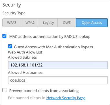 MAC Address Authentication Example