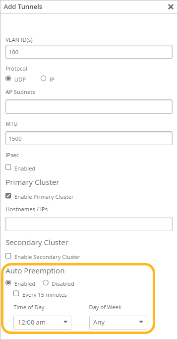 Site-Level Auto Preemption Settings