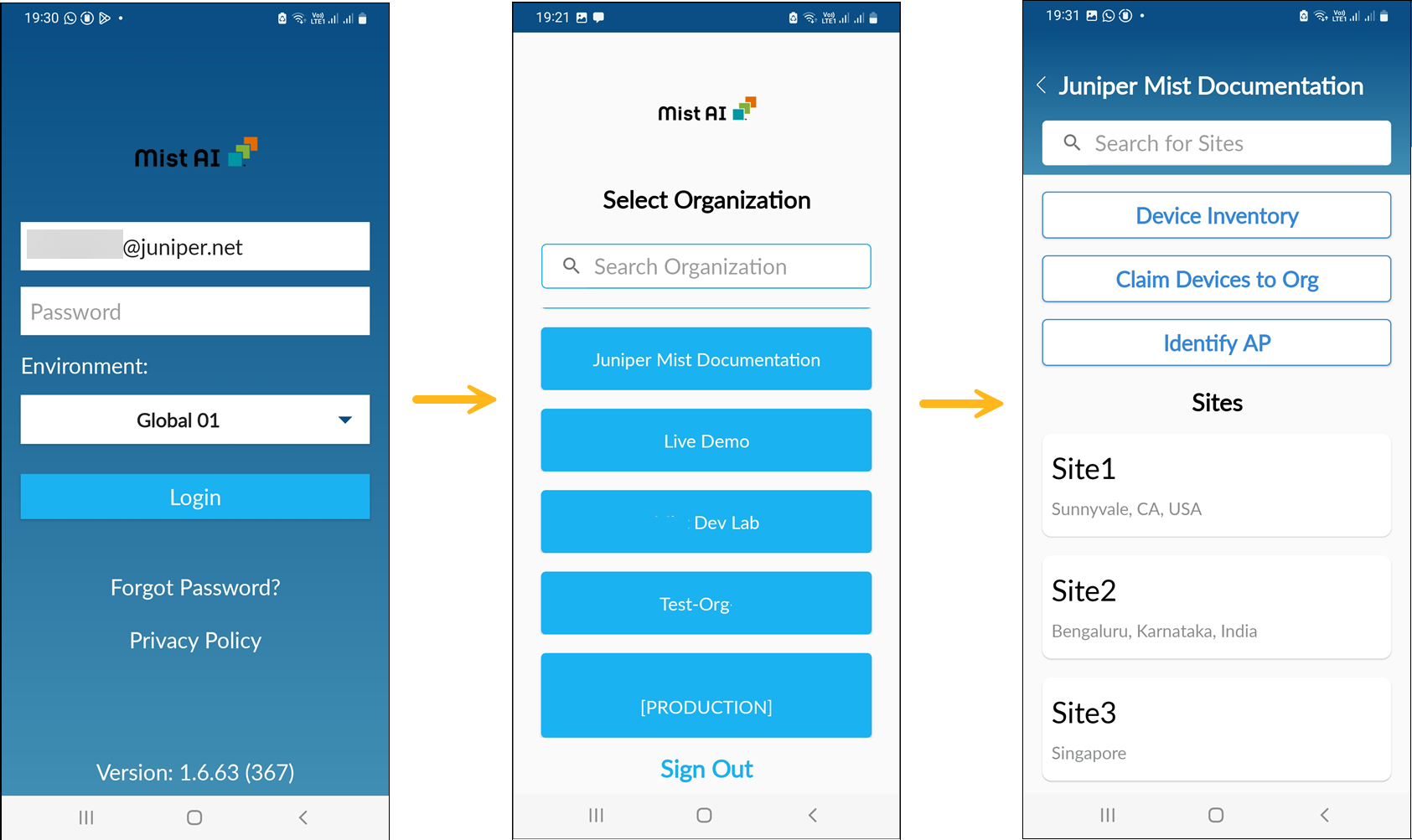 Log In to the Mist AI Mobile App