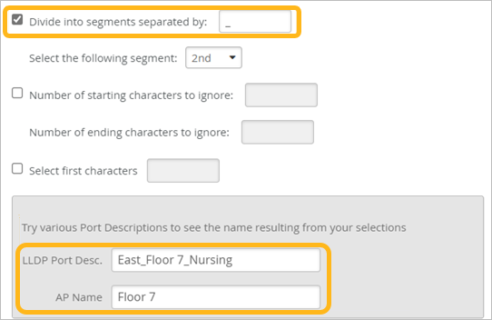Example user inputs for separator and segment