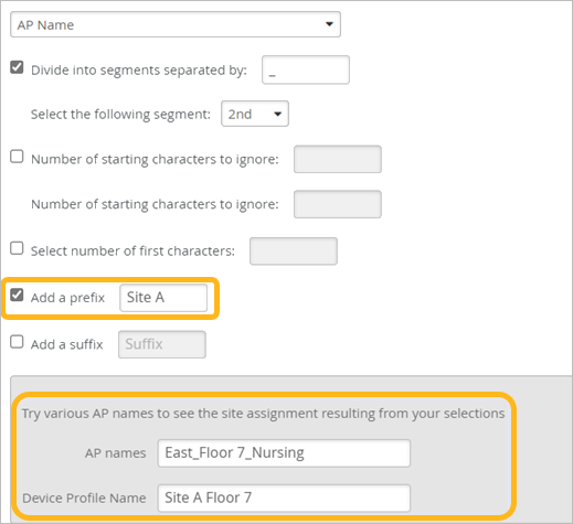 Sample user input to add a prefix