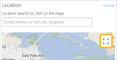 Toggle fullscreen button at top-right corner of map