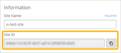 Example - Site ID field on the Site Configuration page
