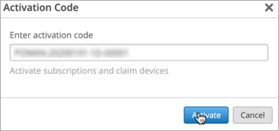 Example - entering an activation code
