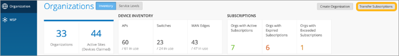 Location of the Transfer Subscriptions Button