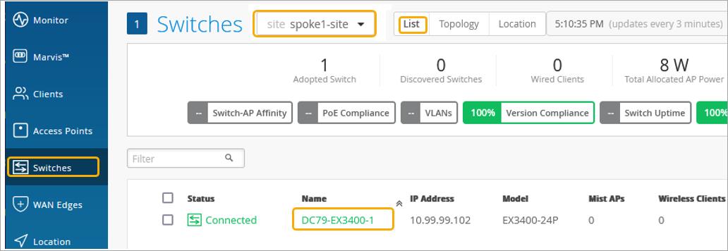 Selecting Assigned Switch for Modification