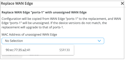 Replace a Standalone WAN Edge device