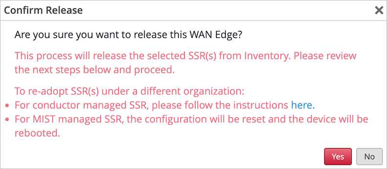 Confirm Release of HA Cluster for SSRs