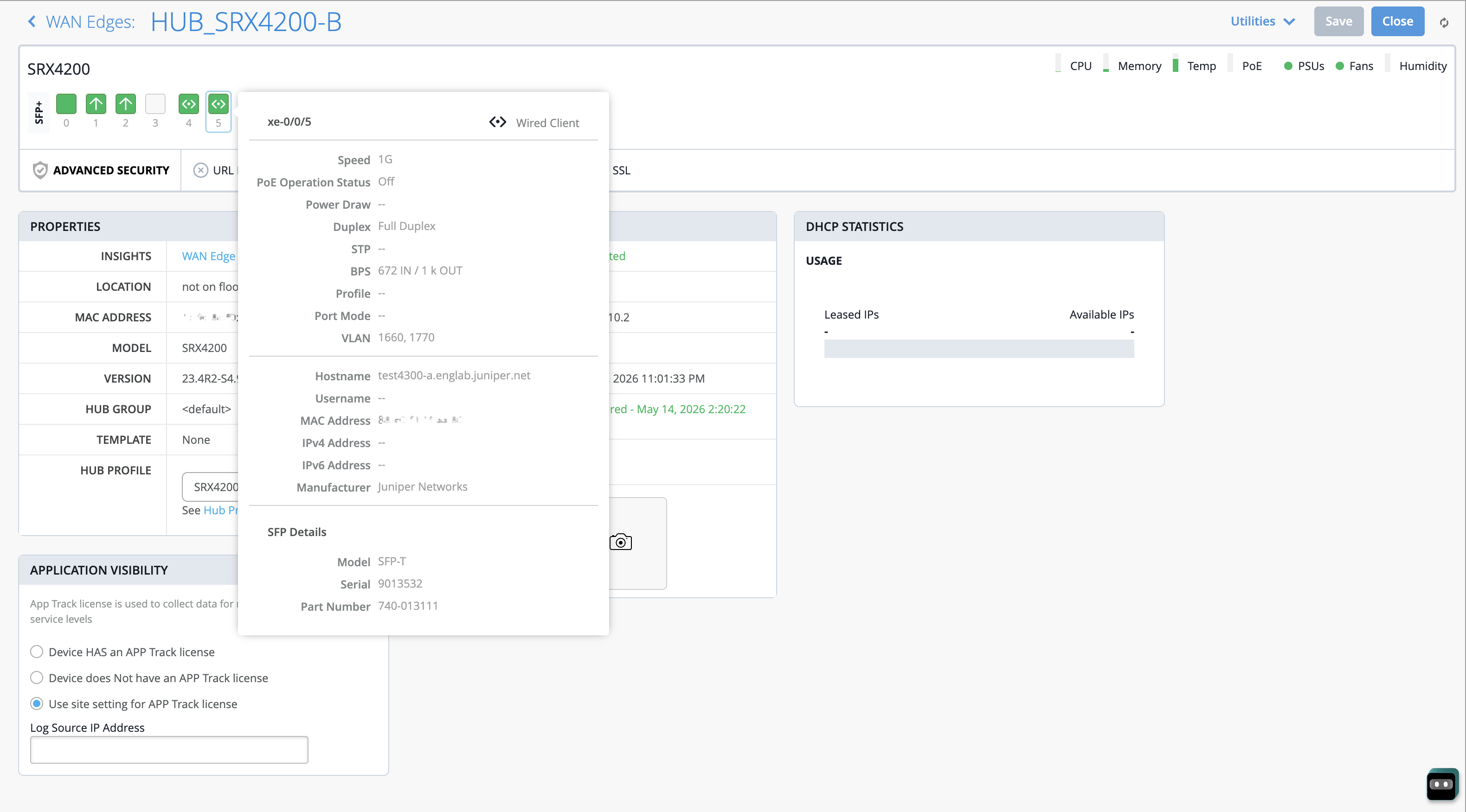 Device Information Page - Interface Details