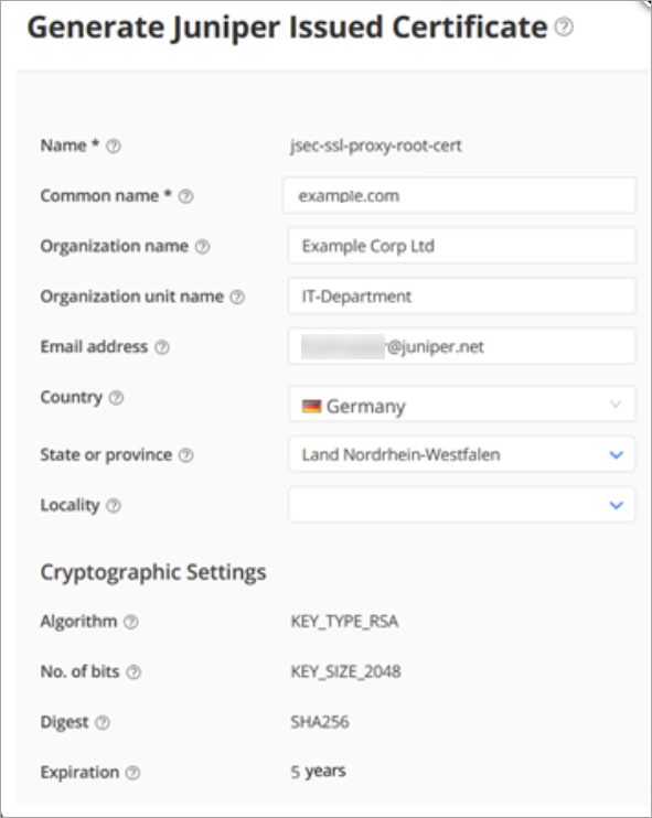 Generate a Juniper-Issued Certificate