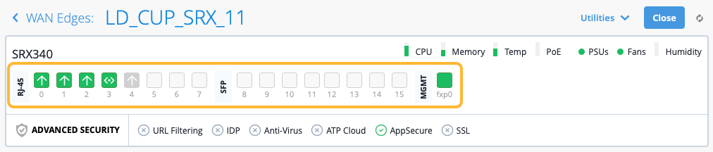 Device Information Page - Interfaces