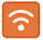 Orange square icon with white Wi-Fi symbol representing wireless internet connectivity.