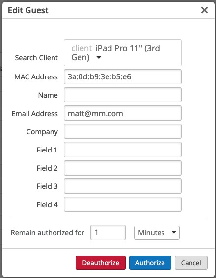 Edit Guest Authorization