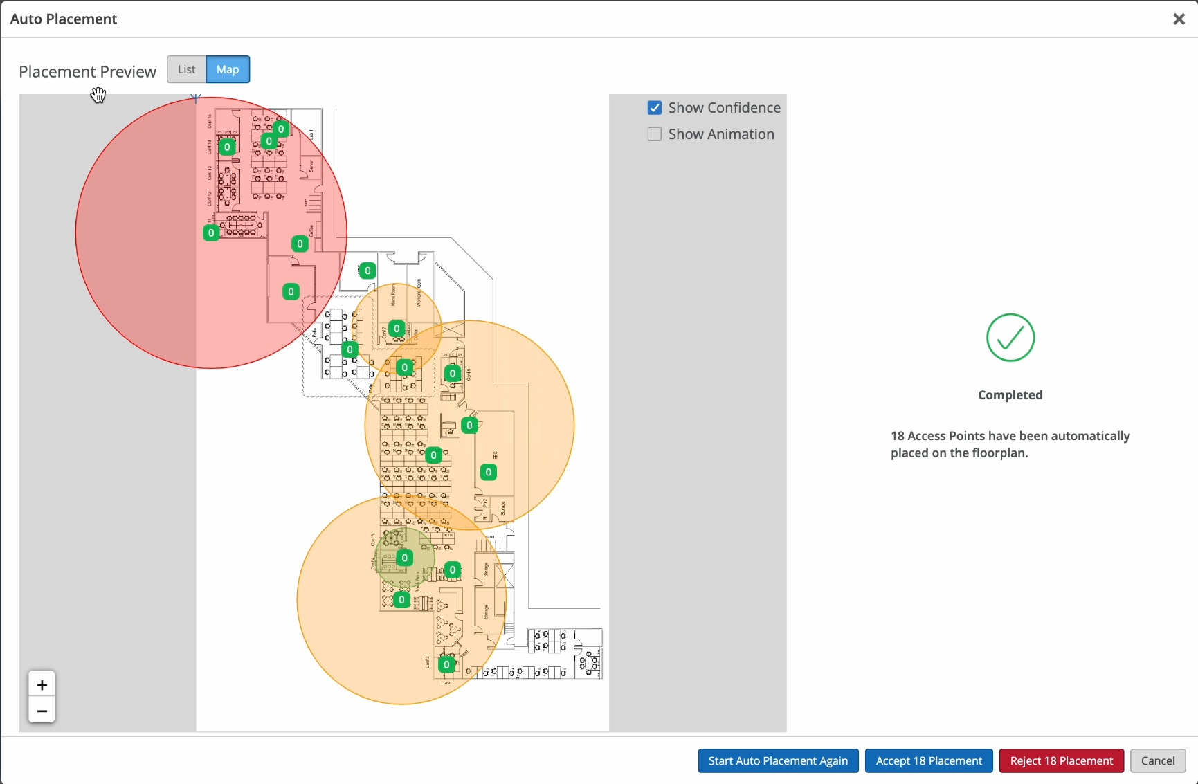 Map View and Show Confidence check box