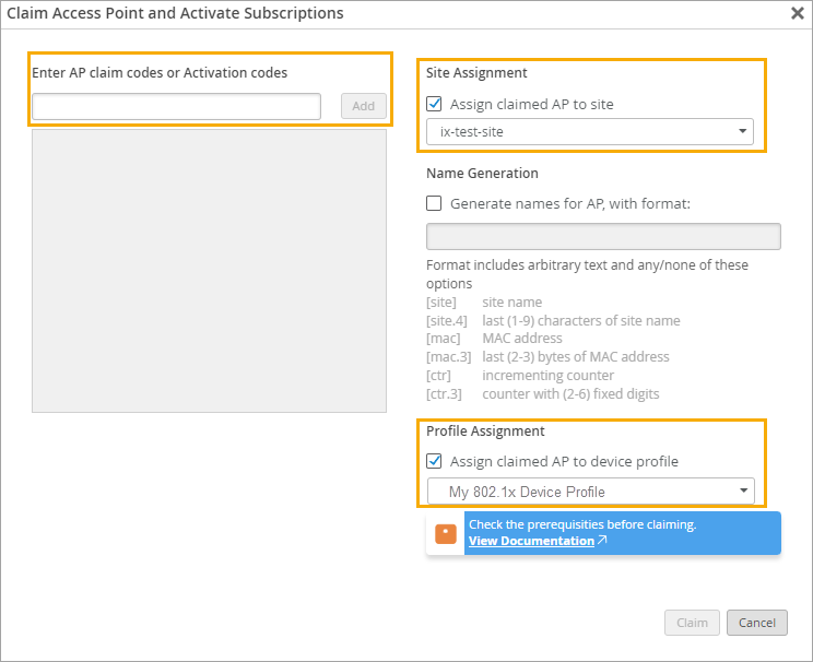 Applying a Device Profiles When Claiming APs