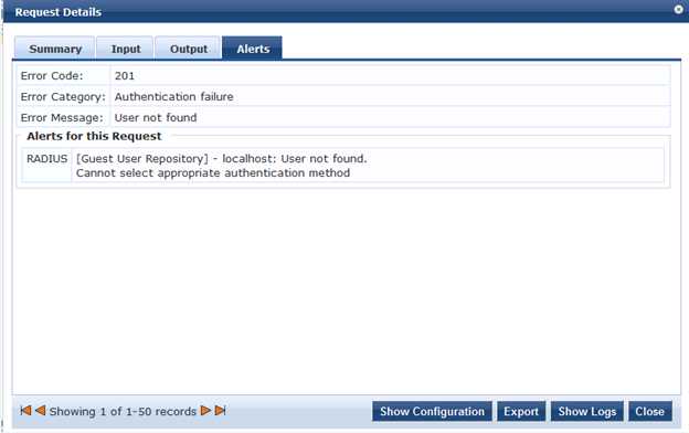 ClearPass Request Details - Authentication Method