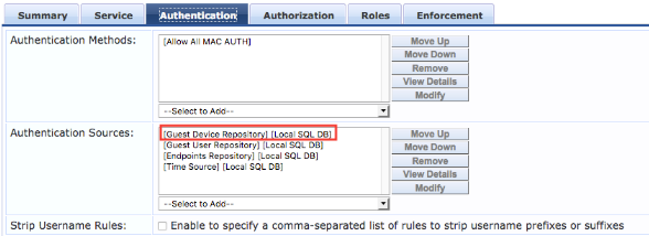 ClearPass Authentication Details