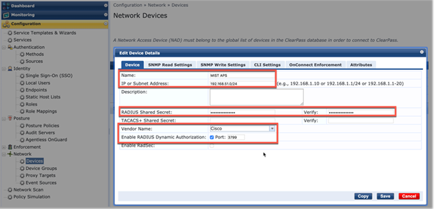 ClearPass Device Details