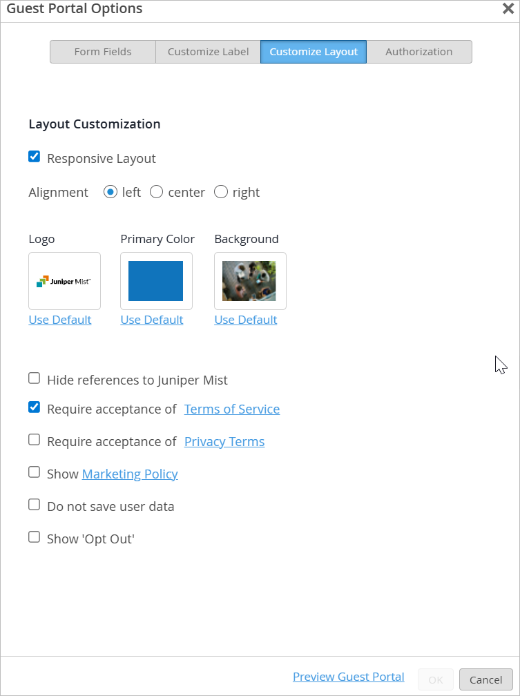 Customize Layout Tab