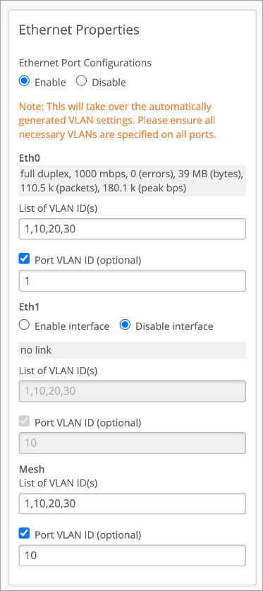 Ethernet Configuration for Use Case 2 Base AP