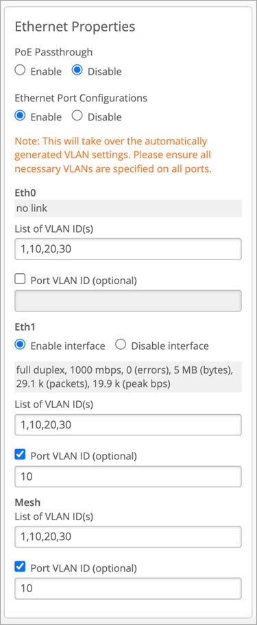 Ethernet Configuration for Use Case 2 Relay AP