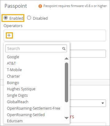 Enabling Passpoint and Selecting Operators