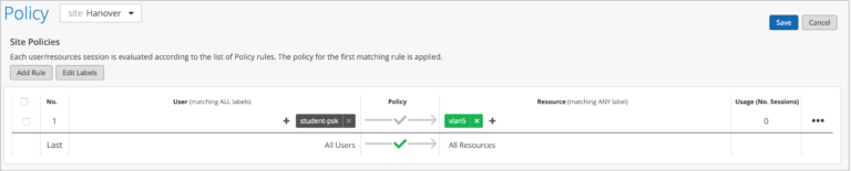 Example: Specifying the User Role and VLAN in a WxLAN Policy