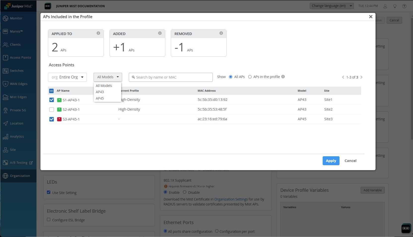 Adding and Removing APs from a Device Profile