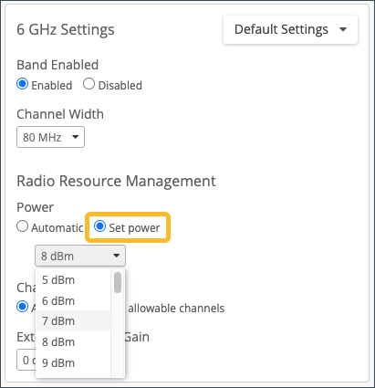 Set Power for all APs in a Site
