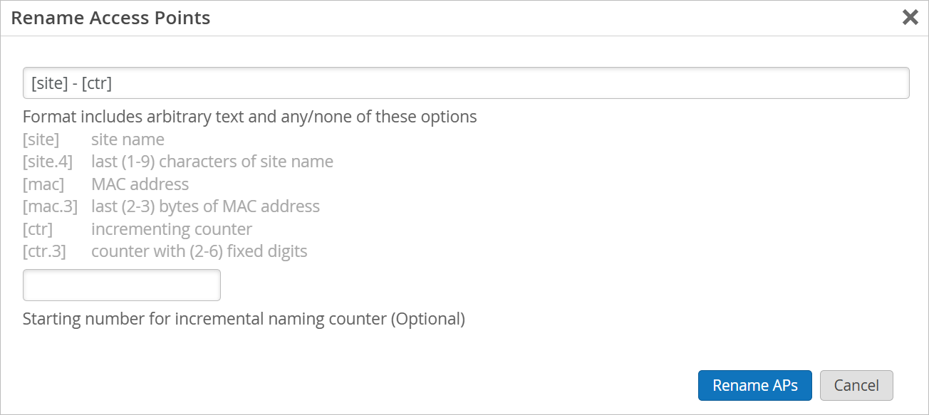 Site Name Example Using Site and Counter Variables