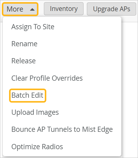 More Menu with Batch Edit Option